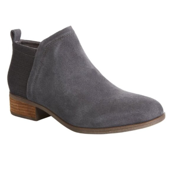 TOMS Women's Deia Side-Zipper Suede Booties, Grey | Size 8 - Picture 3 of 9